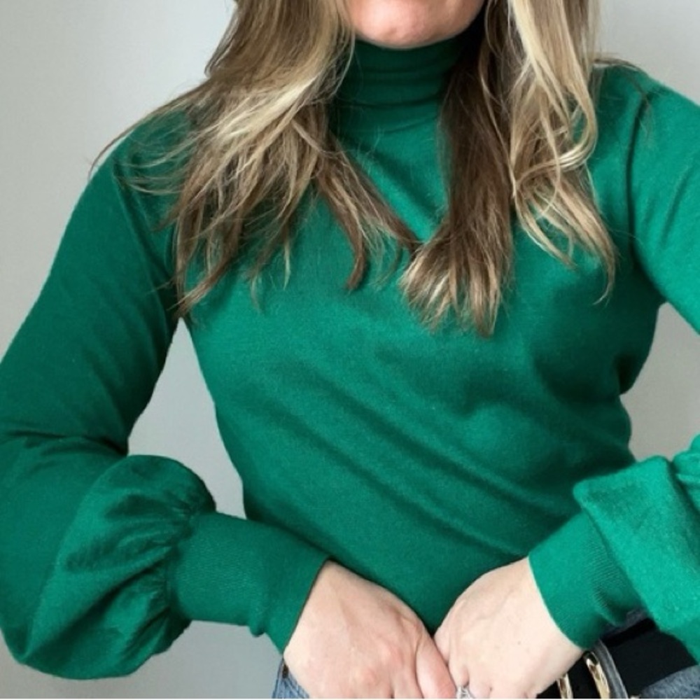 Ralph Lauren Black Label Green Cashmere Silk Turtleneck Sweater - Picture 1 of 9